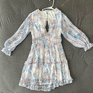 Floral mid length dress with open back